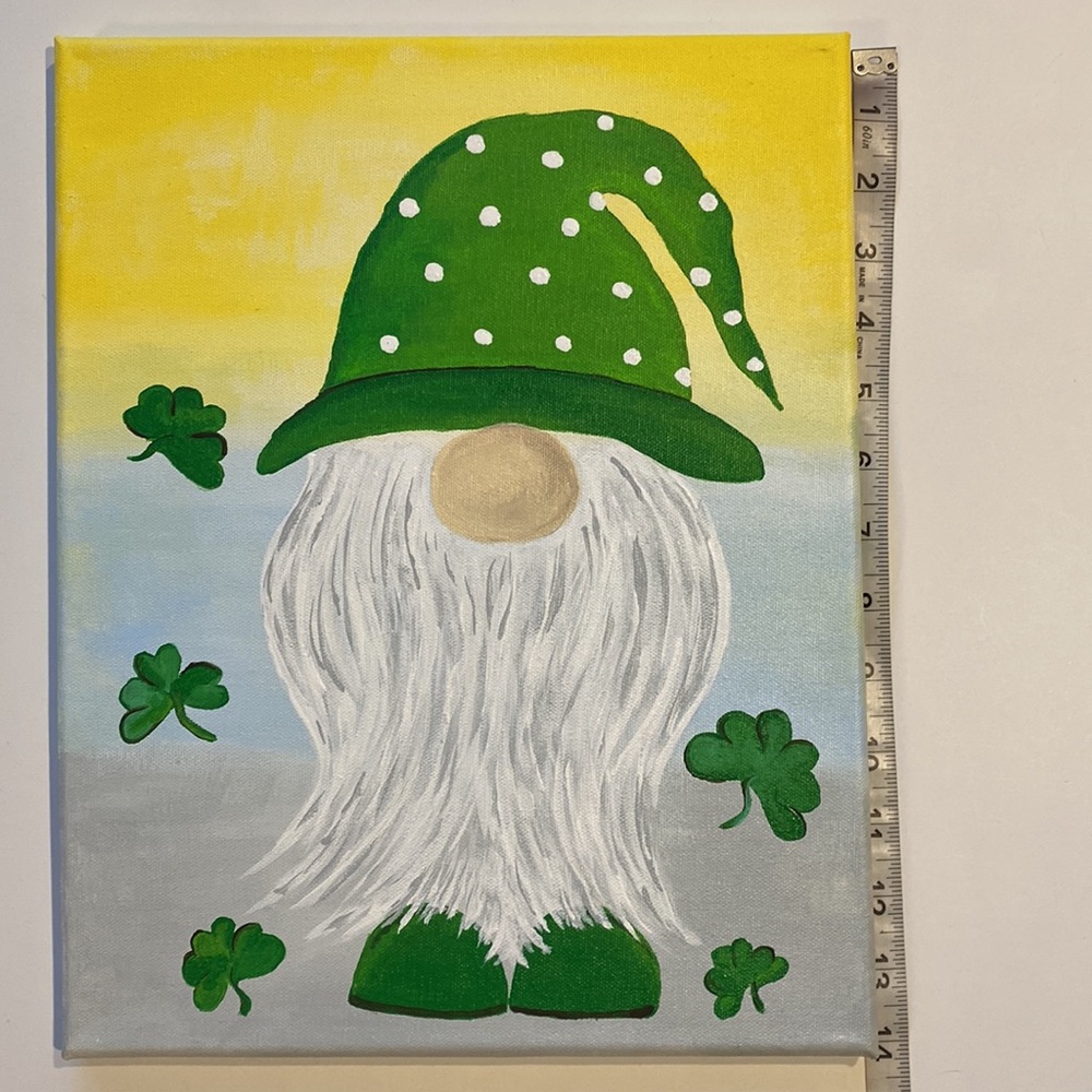 Lucky Gnome 14” x 11” Original Art Decor Wall Hanging Painting - Picture 8 of 11